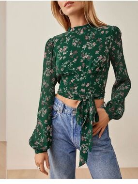 Reformation Raye Tie Waist Top, size 2